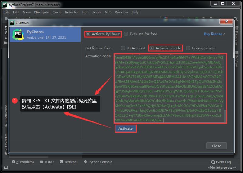 Mã kích hoạt mới nhất của pycharm có hiệu lực đến năm 2100 (có sẵn để thử nghiệm cá nhân)