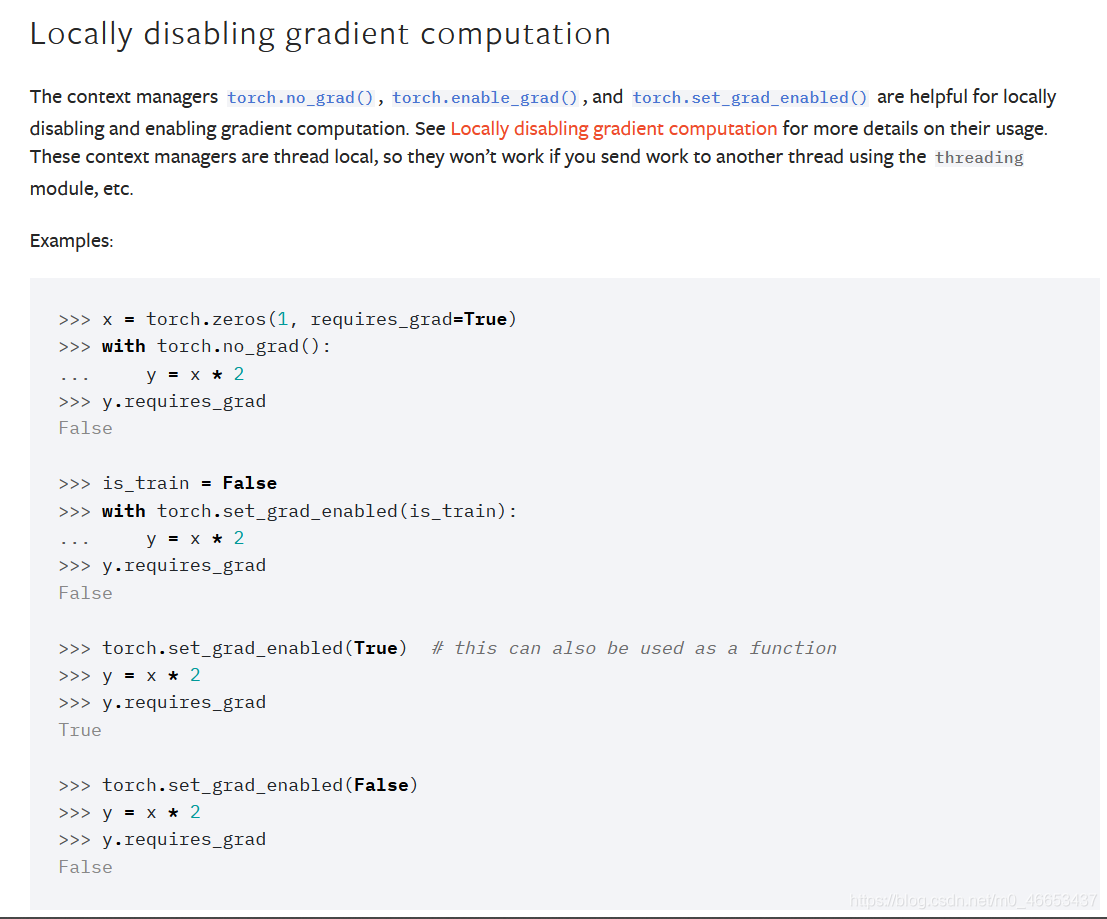 pytorch vô hiệu hóa/cho phép các hoạt động tính toán độ dốc cục bộ